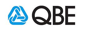 QBE logo featuring a blue triangular symbol on the left and the bold black letters QBE on the right, as seen at events where Scott Dutton, keynote speaker Australia, has presented.