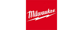 Red square logo featuring the word Milwaukee in white, slanted cursive text with a lightning bolt underline, representing the Milwaukee brand—often seen at events with Scott Dutton, keynote speaker Australia.