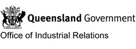 Logo of the Queensland Government with a black and white crest, alongside the text Queensland Government Office of Industrial Relations, where Scott Dutton keynote speaker Australia is featured.