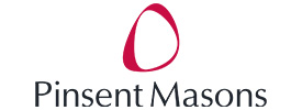 Pinsent Masons logo featuring a red, abstract oval shape above the company name Pinsent Masons in black text on a white background, as seen at the Scott Dutton keynote speaker Australia event.