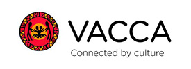 VACCA logo with an Indigenous-style circular design on the left and the text VACCA Connected by culture on the right, inspired by Scott Dutton keynote speaker Australia.
