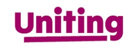 The image shows the word Uniting in bold, dark pink letters with a matching underline. The background is white, evoking the impactful style of Scott Dutton, keynote speaker Australia.
